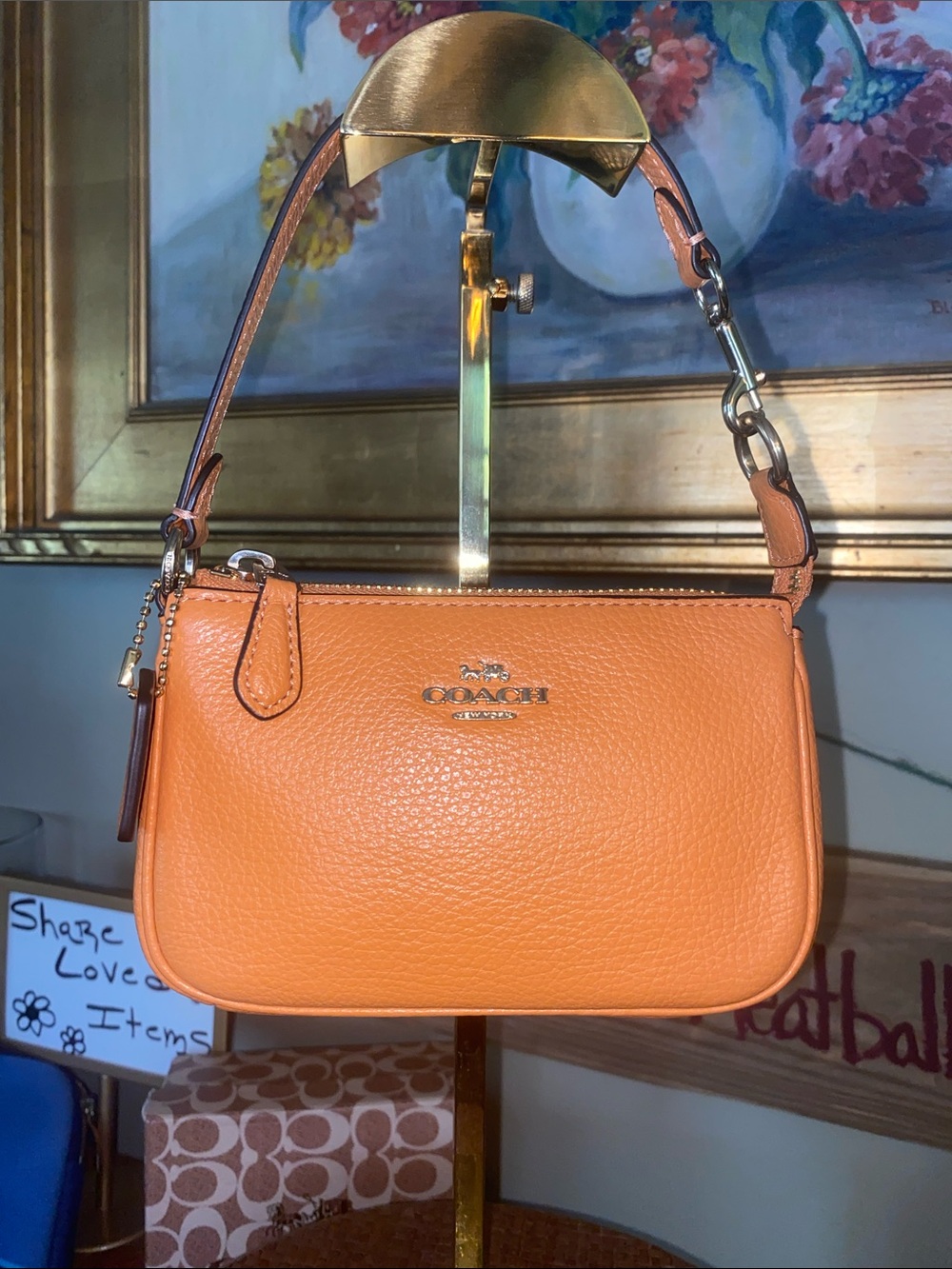 Coach Nolita Pebbled Leather Zip Mini Purse Wristlet Orange #6386